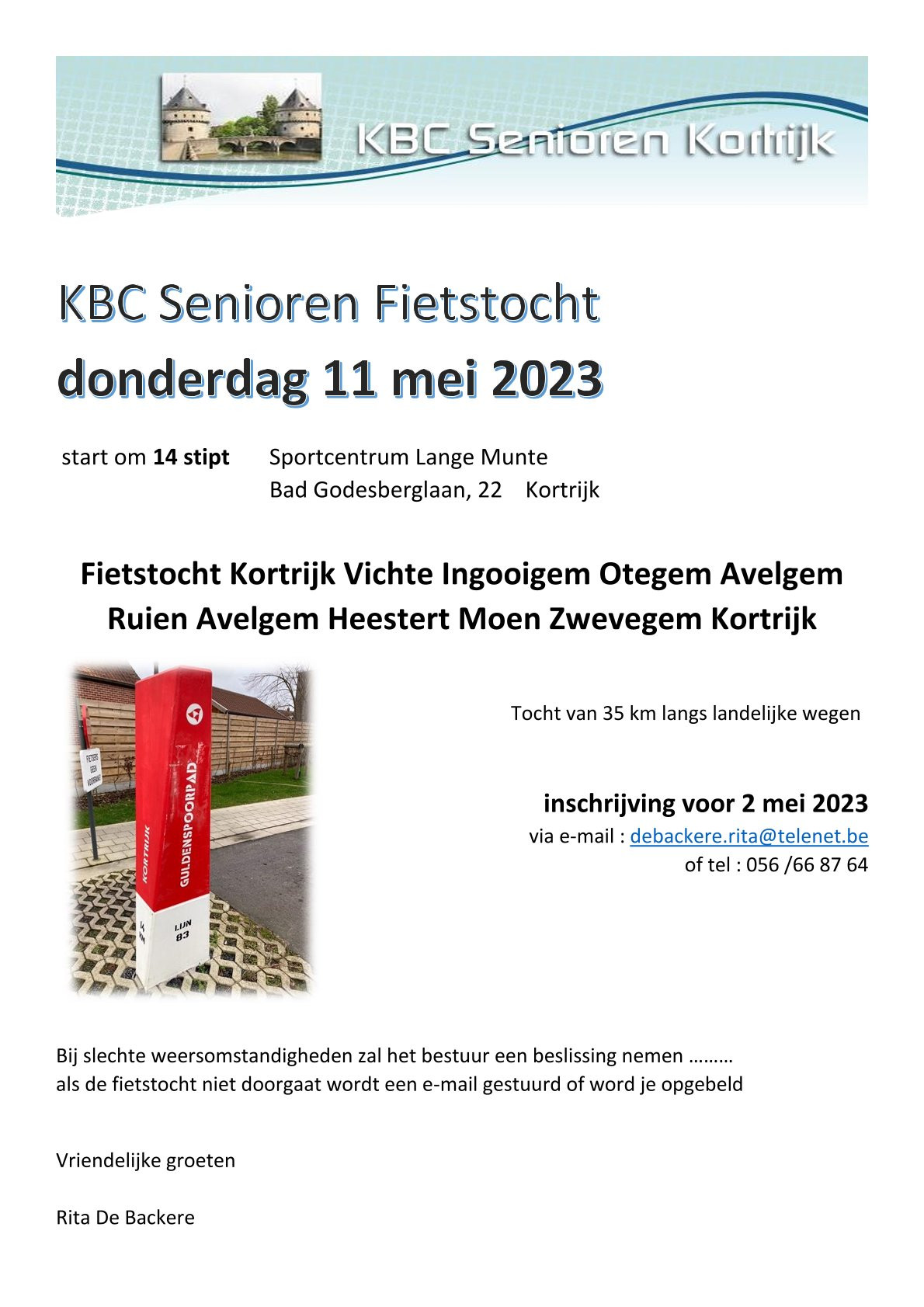 Uitnodiging fietstocht 11 mei